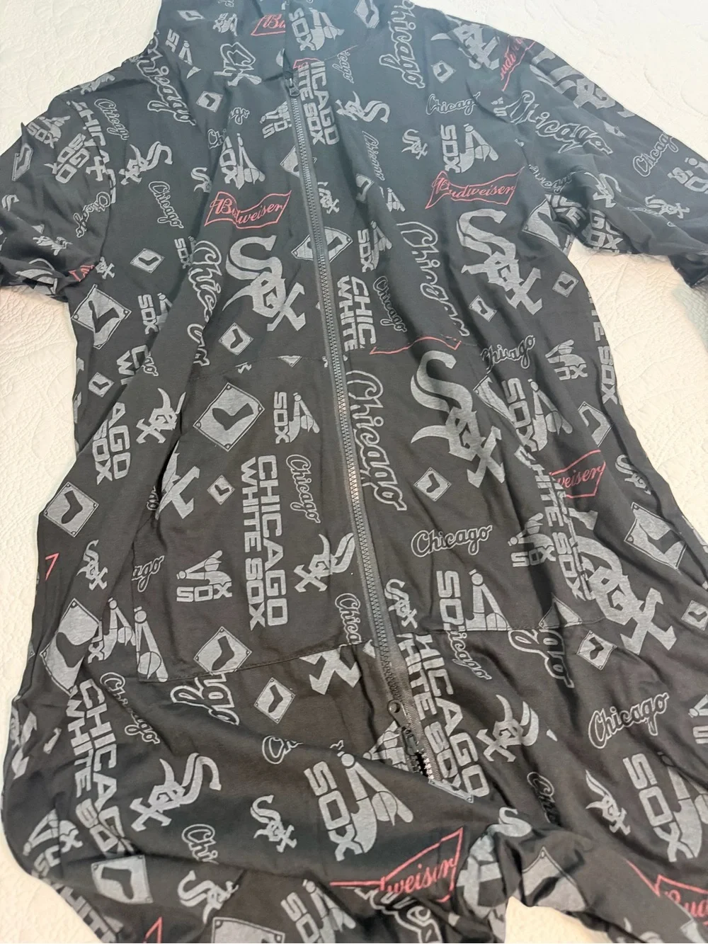 New Chicago White Sox Mens XL Black Onesie Pajamas Lounge MLB Baseball Pjs